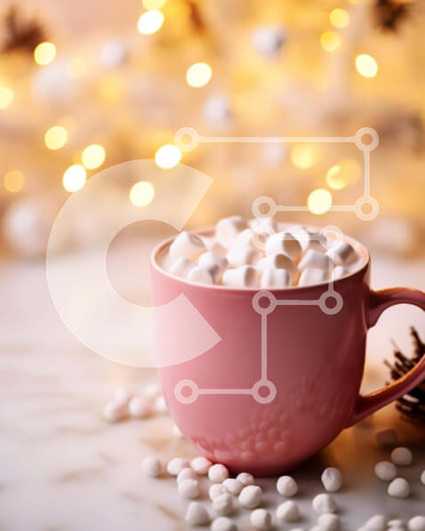 Σετ των 2 Intra Συλλεκτικό Ξύλινο Παζλ Plywood  4mm - Εορταστικό ροζ φλιτζάνι καφέ με Marshmallows και νιφάδες χιονιού Σε Ξύλινο Κουτί - Διαστάσεις: 10x10 cm – 25 κομμάτια