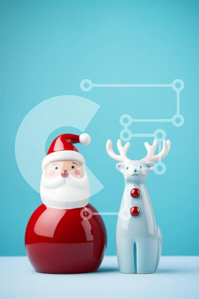 Intra Συλλεκτικό Ξύλινο Παζλ Plywood  4mm - Ειδώλια ταράνδων Άγιου Βασίλη σε μπλε φόντο Σε Ξύλινο Κουτί - Διαστάσεις: 10x10 cm – 25 κομμάτια