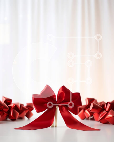 Intra Συλλεκτικό Ξύλινο Παζλ Plywood  4mm - Κομψό στήσιμο τραπεζιού με κόκκινες κορδέλες και φιόγκους Σε Ξύλινο Κουτί - Διαστάσεις Puzzle: 10x10 cm – 25 κομμάτια