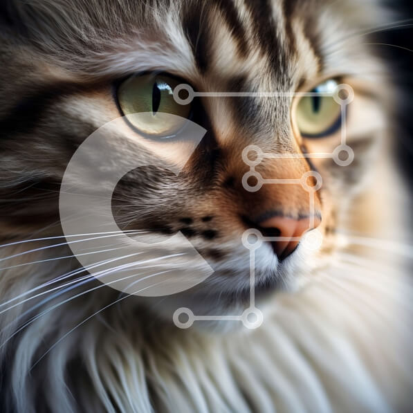 Intra Συλλεκτικό Ξύλινο Παζλ Plywood  4mm - Όμορφη κοντινή εικόνα του προσώπου μιας γάτας με λαμπερά πράσινα μάτια Σε Ξύλινο Κουτί - Διαστάσεις: 10x10 cm – 25 κομμάτια