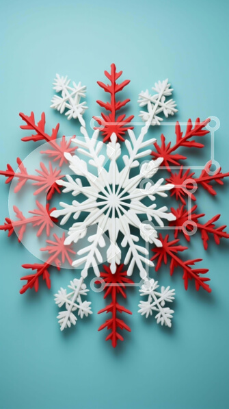 Intra Συλλεκτικό Ξύλινο Παζλ Plywood  4mm - Κόκκινη και Λευκή Βίβλος Snowflake σε Aqua Blue φόντο Σε Ξύλινο Κουτί - Διαστάσεις Puzzle: 10x10 cm – 25 κομμάτια