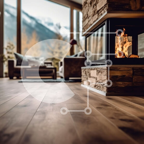 Intra Συλλεκτικό Ξύλινο Παζλ Plywood  4mm - Άνετο Σαλόνι με Ξύλινο Τζάκι και θέα στο Βουνό Σε Ξύλινο Κουτί - Διαστάσεις Puzzle: 10x10 cm – 25 κομμάτια