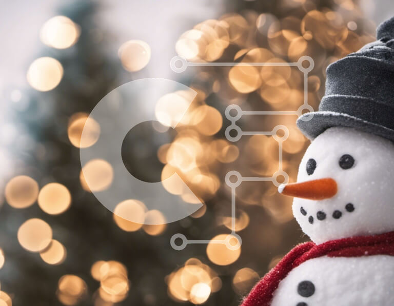 Intra Συλλεκτικό Ξύλινο Παζλ Plywood  4mm - Εορταστικός χιονάνθρωπος μπροστά από τα χριστουγεννιάτικα δέντρα Σε Ξύλινο Κουτί - Διαστάσεις: 10x10 cm – 25 κομμάτια