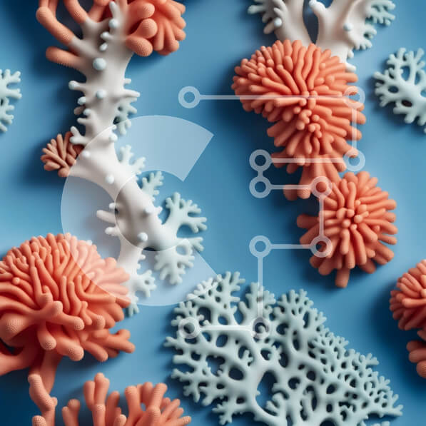 Intra Συλλεκτικό Ξύλινο Παζλ Plywood  4mm - Ζωντανή εικόνα πολύχρωμων κοραλλιογενών υφάλων σε συμμετρικό μοτίβο Σε Ξύλινο Κουτί - Διαστάσεις: 10x10 cm – 25 κομμάτια