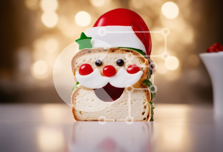 Σετ των 2 Intra Συλλεκτικό Ξύλινο Παζλ Plywood  4mm - Διακοσμημένο ψωμί με καπέλο Άγιου Βασίλη σε διακοσμητικό φλιτζάνι και πιατάκι Σε Ξύλινο Κουτί - Διαστάσεις: 10x10 cm – 25 κομμάτια