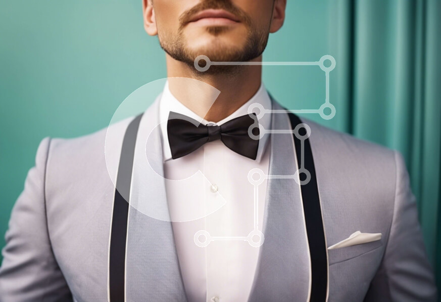 Intra Συλλεκτικό Ξύλινο Παζλ Plywood  4mm - Άνδρας με γκρι κοστούμι με μαύρο παπιγιόν και παντελόνι Σε Ξύλινο Κουτί - Διαστάσεις Puzzle: 10x10 cm – 25 κομμάτια