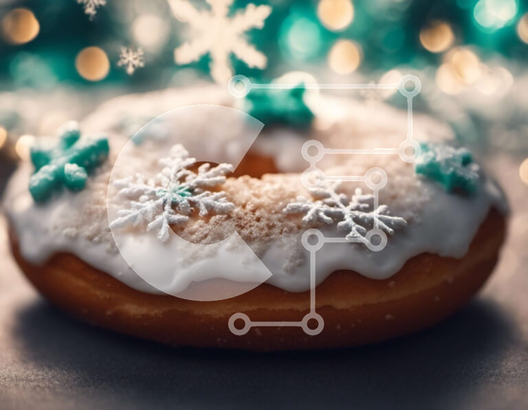 Σετ των 2 Intra Συλλεκτικό Ξύλινο Παζλ Plywood  4mm - Γιορτινό ντόνατ με νιφάδα χιονιού με γλάσο Σε Ξύλινο Κουτί - Διαστάσεις: 10x10 cm – 25 κομμάτια