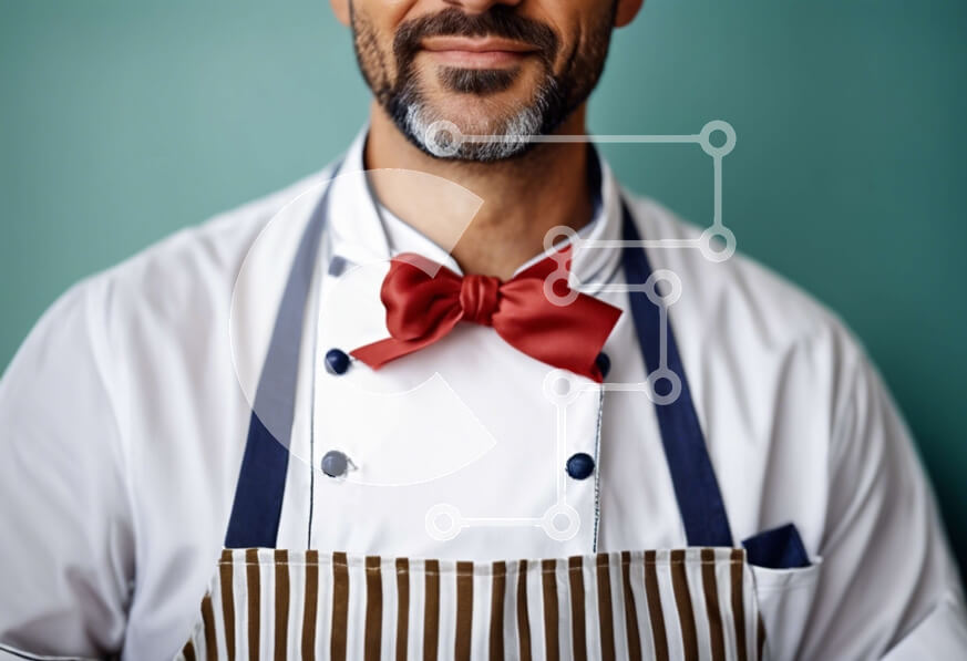 Intra Συλλεκτικό Ξύλινο Παζλ Plywood  4mm - Χαμογελαστός σεφ με κεντημένο καπέλο και κόκκινο παπιγιόν Σε Ξύλινο Κουτί - Διαστάσεις Puzzle: 10x10 cm – 25 κομμάτια