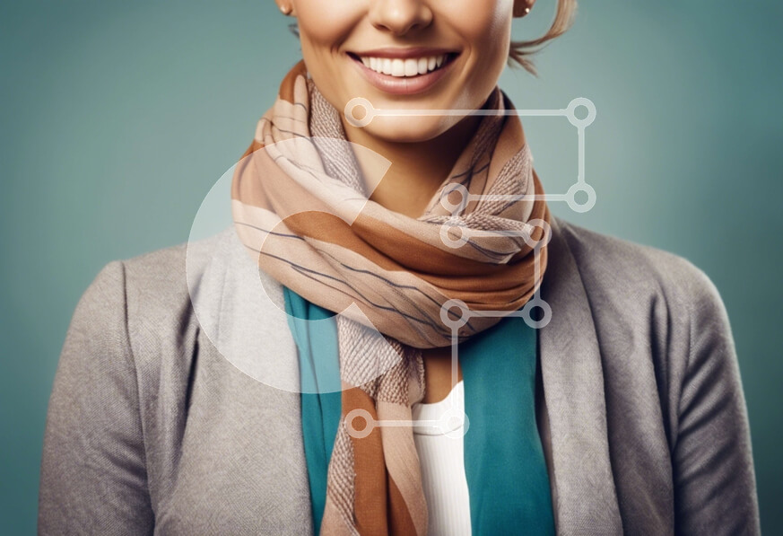 Intra Συλλεκτικό Ξύλινο Παζλ Plywood  4mm - Χαμογελαστή γυναίκα με πορτοκαλί και καφέ κασκόλ Σε Ξύλινο Κουτί - Διαστάσεις Puzzle: 10x10 cm – 25 κομμάτια