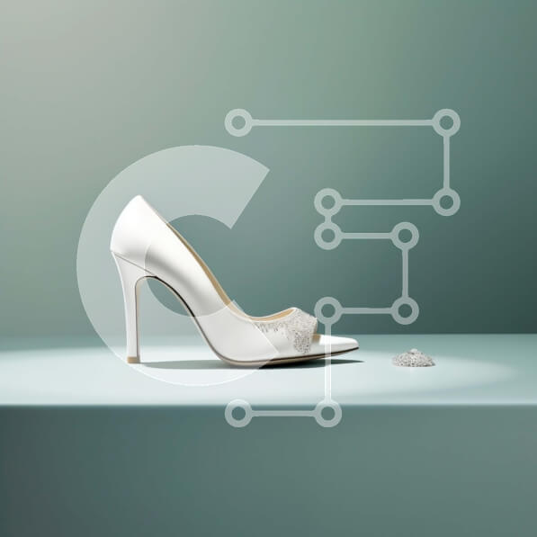 Σετ των 2 Intra Συλλεκτικό Ξύλινο Παζλ Plywood  4mm - Κομψό λευκό ψηλοτάκουνο παπούτσι με τακούνι στιλέτο και λουράκι στον αστράγαλο Σε Ξύλινο Κουτί - Διαστάσεις: 10x10 cm – 25 κομμάτια