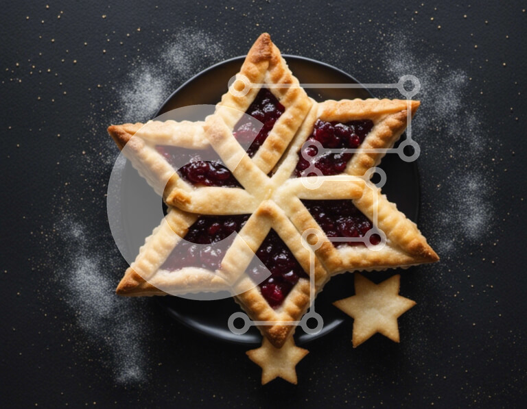 Σετ των 2 Intra Συλλεκτικό Ξύλινο Παζλ Plywood  4mm - Star Pastry με γέμιση Cranberry για εορταστικές γιορτές Σε Ξύλινο Κουτί - Διαστάσεις: 10x10 cm – 25 κομμάτια