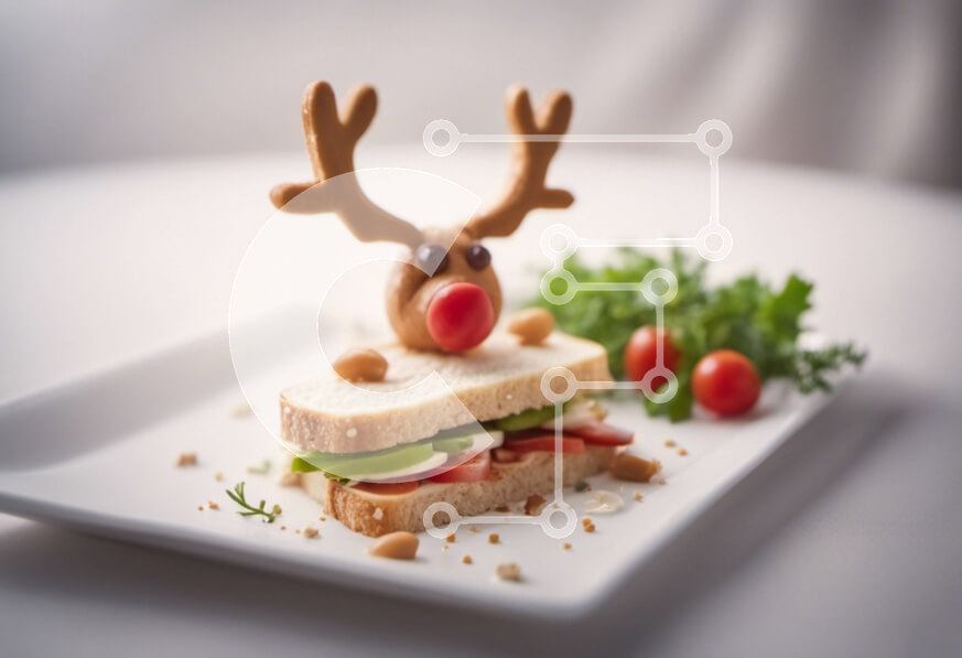 Σετ των 2 Intra Συλλεκτικό Ξύλινο Παζλ Plywood  4mm - Σάντουιτς κέρατου ταράνδου με φρέσκα λαχανικά Σε Ξύλινο Κουτί - Διαστάσεις: 10x10 cm – 25 κομμάτια