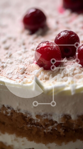 Intra Συλλεκτικό Ξύλινο Παζλ Plywood  4mm - Κοντινή όψη ενός λαχταριστού κέικ με στρώσεις με φρέσκα κεράσια Σε Ξύλινο Κουτί - Διαστάσεις: 10x10 cm – 25 κομμάτια