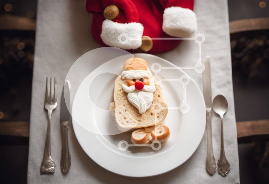 Σετ των 2 Intra Συλλεκτικό Ξύλινο Παζλ Plywood  4mm - Ψωμί σε σχήμα Άγιου Βασίλη σε ένα πιάτο Σε Ξύλινο Κουτί - Διαστάσεις: 10x10 cm – 25 κομμάτια