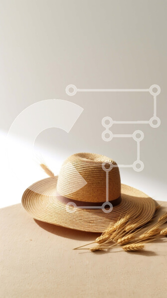 Σετ των 2 Intra Συλλεκτικό Ξύλινο Παζλ Plywood  4mm - Όμορφη εικόνα με ψάθινο καπέλο και κοτσάνια σίτου Σε Ξύλινο Κουτί - Διαστάσεις: 10x10 cm – 25 κομμάτια