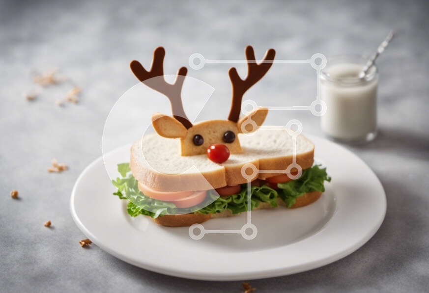 Σετ των 2 Intra Συλλεκτικό Ξύλινο Παζλ Plywood  4mm - Σάντουιτς ελαφιού ταράνδου με ποτήρι γάλα Σε Ξύλινο Κουτί - Διαστάσεις: 10x10 cm – 25 κομμάτια