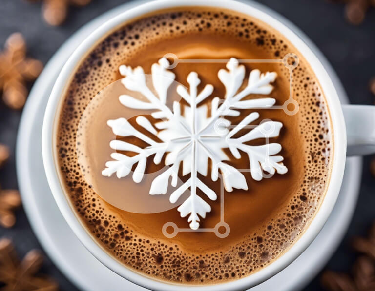 Σετ των 2 Intra Συλλεκτικό Ξύλινο Παζλ Plywood  4mm - Καφές με χειμωνιάτικο θέμα με διακόσμηση με νιφάδα χιονιού Σε Ξύλινο Κουτί - Διαστάσεις: 10x10 cm – 25 κομμάτια