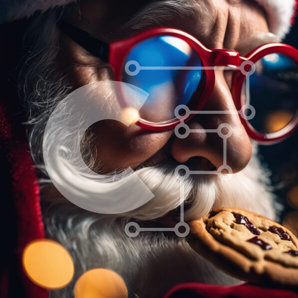 Intra Συλλεκτικό Ξύλινο Παζλ Plywood  4mm - Άγιος Βασίλης με τα ποτήρια που κρατά ένα μπισκότο Σε Ξύλινο Κουτί - Διαστάσεις: 10x10 cm – 25 κομμάτια