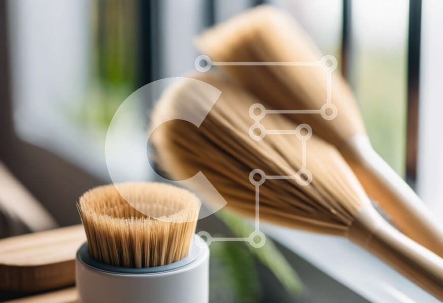 Intra Συλλεκτικό Ξύλινο Παζλ Plywood  4mm - Ξύλινες βούρτσες σε ένα ξύλινο δοχείο Σε Ξύλινο Κουτί - Διαστάσεις: 10x10 cm – 25 κομμάτια