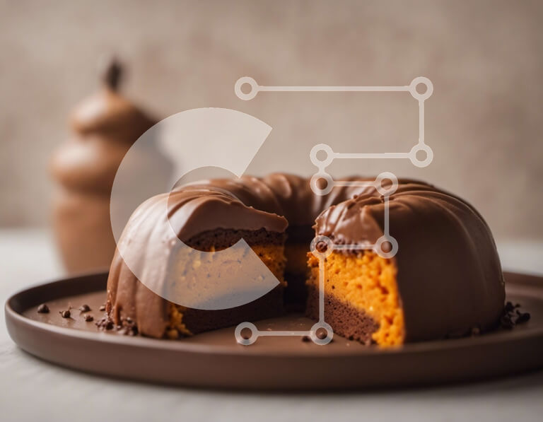 Σετ των 2 Intra Συλλεκτικό Ξύλινο Παζλ Plywood  4mm - Λαχταριστό κέικ σοκολάτας Bundt με φλιτζάνια Σε Ξύλινο Κουτί - Διαστάσεις: 10x10 cm – 25 κομμάτια