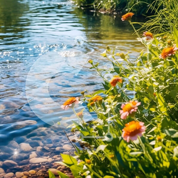 Intra Συλλεκτικό Ξύλινο Παζλ Plywood  4mm - Όμορφο τοπίο ενός δάσους και ενός ποταμού με πολύχρωμα αγριολούλουδα Σε Ξύλινο Κουτί - Διαστάσεις: 10x10 cm – 25 κομμάτια