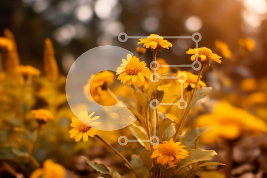 Intra Συλλεκτικό Ξύλινο Παζλ Plywood  4mm - Πανέμορφο χωράφι με κίτρινα λουλούδια λουσμένο στο φως του ήλιου Σε Ξύλινο Κουτί - Διαστάσεις: 10x10 cm – 25 κομμάτια