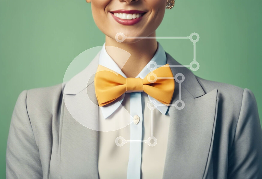 Intra Συλλεκτικό Ξύλινο Παζλ Plywood  4mm - Κομψή ατομική με γκρι κοστούμι με κίτρινο παπιγιόν Σε Ξύλινο Κουτί - Διαστάσεις Puzzle: 10x10 cm – 25 κομμάτια