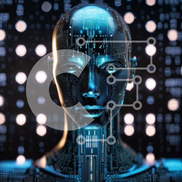 Intra Συλλεκτικό Ξύλινο Παζλ Plywood  4mm - Αφηρημένο ρομποτικό κεφάλι με λαμπερά φώτα Σε Ξύλινο Κουτί - Διαστάσεις Puzzle: 10x10 cm – 25 κομμάτια