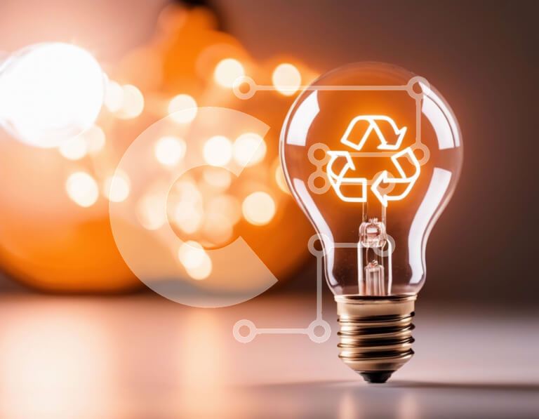 Intra Συλλεκτικό Ξύλινο Παζλ Plywood  4mm - Οικολογικός λαμπτήρας συμβόλου ανακύκλωσης Σε Ξύλινο Κουτί - Διαστάσεις Puzzle: 10x10 cm – 25 κομμάτια