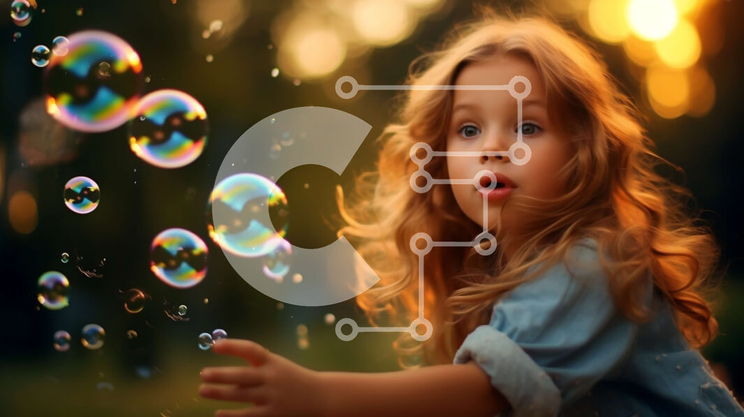 Intra Συλλεκτικό Ξύλινο Παζλ Plywood  4mm - Απολαμβάνοντας τη στιγμή: Νεαρό κορίτσι που περιβάλλεται από φυσαλίδες σε ένα χωράφι το ηλιοβασίλεμα Σε Ξύλινο Κουτί - Διαστάσεις Puzzle: 10x10 cm – 25 κομμάτια