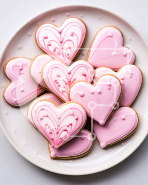 Σετ των 2 Intra Συλλεκτικό Ξύλινο Παζλ Plywood  4mm - Μπισκότα για την Ημέρα του Αγίου Βαλεντίνου σε σχήμα καρδιάς σε ένα πιάτο Σε Ξύλινο Κουτί - Διαστάσεις: 10x10 cm – 25 κομμάτια