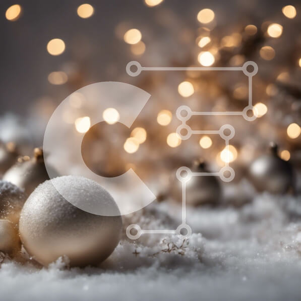 Intra Συλλεκτικό Ξύλινο Παζλ Plywood  4mm - Χρυσά και ασημένια στολίδια μπάλας στο χιόνι Σε Ξύλινο Κουτί - Διαστάσεις Puzzle: 10x10 cm – 25 κομμάτια