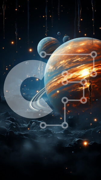 Intra Συλλεκτικό Ξύλινο Παζλ Plywood  4mm - Ζωντανή και απόκοσμη εικόνα μιας διαστημικής σκηνής με πλανήτες και αστέρια Σε Ξύλινο Κουτί - Διαστάσεις Puzzle: 10x10 cm – 25 κομμάτια