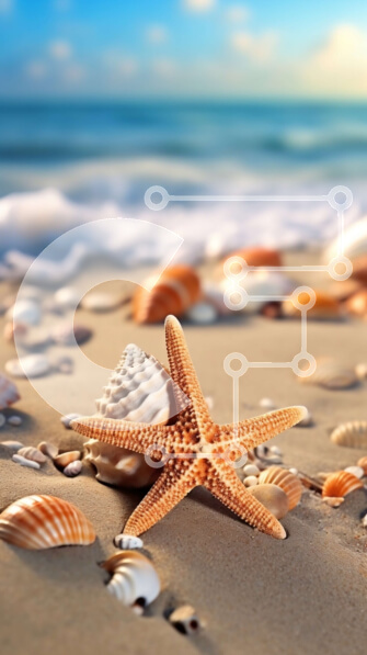 Intra Συλλεκτικό Ξύλινο Παζλ Plywood  4mm - Όμορφη παραλία με αστερίες και κοχύλια στην άμμο Σε Ξύλινο Κουτί - Διαστάσεις Puzzle: 10x10 cm – 25 κομμάτια