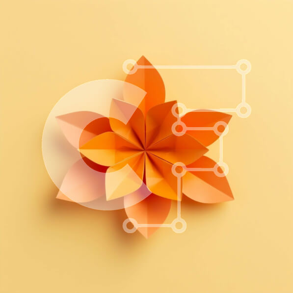 Intra Συλλεκτικό Ξύλινο Παζλ Plywood  4mm - Πορτοκαλί χάρτινο λουλούδι - Απλό και κομψό σχέδιο Σε Ξύλινο Κουτί - Διαστάσεις Puzzle: 10x10 cm – 25 κομμάτια