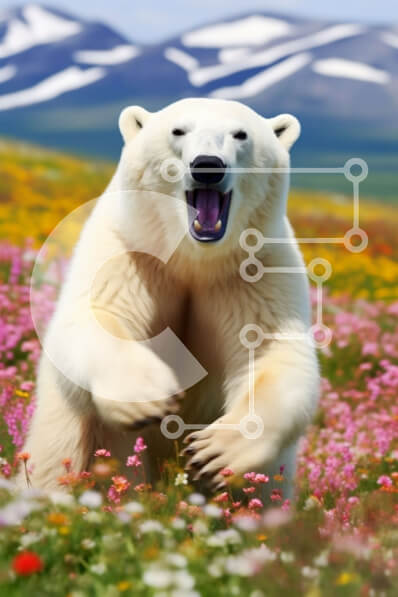 Σετ των 2 Intra Συλλεκτικό Ξύλινο Παζλ Plywood  4mm - Εκπληκτική εικόνα μιας πολικής αρκούδας σε ένα χωράφι με αγριολούλουδα Σε Ξύλινο Κουτί - Διαστάσεις: 10x10 cm – 25 κομμάτια