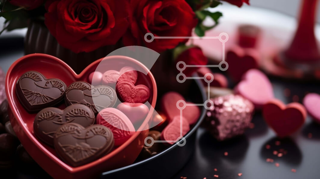 Intra Συλλεκτικό Ξύλινο Παζλ Plywood  4mm - Κουτί σε σχήμα καρδιάς γεμάτο σοκολάτες και λουλούδια την ημέρα του Αγίου Βαλεντίνου Σε Ξύλινο Κουτί - Διαστάσεις: 10x10 cm – 25 κομμάτια