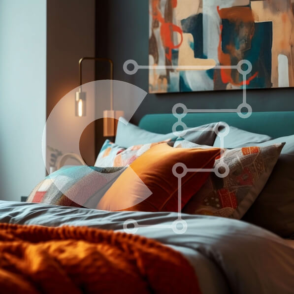 Intra Συλλεκτικό Ξύλινο Παζλ Plywood  4mm - Άνετο και φιλόξενο υπνοδωμάτιο με πολύχρωμη πινελιά Σε Ξύλινο Κουτί - Διαστάσεις Puzzle: 10x10 cm – 25 κομμάτια