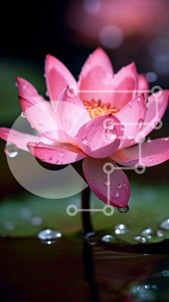 Σετ των 2 Intra Συλλεκτικό Ξύλινο Παζλ Plywood  4mm - Εκπληκτική εικόνα ενός ροζ λουλουδιού λωτού στο σκοτεινό νερό Σε Ξύλινο Κουτί - Διαστάσεις: 10x10 cm – 25 κομμάτια