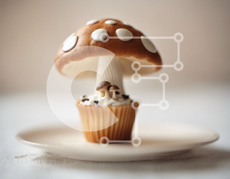 Σετ των 2 Intra Συλλεκτικό Ξύλινο Παζλ Plywood  4mm - Επιδόρπιο διακοσμημένο με μανιτάρια Cupcake Σε Ξύλινο Κουτί - Διαστάσεις: 10x10 cm – 25 κομμάτια