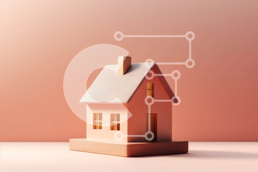 Intra Συλλεκτικό Ξύλινο Παζλ Plywood  4mm - Χαριτωμένο ροζ σπίτι με φράχτη και ανοιχτή μπροστινή πόρτα Σε Ξύλινο Κουτί - Διαστάσεις Puzzle: 10x10 cm – 25 κομμάτια