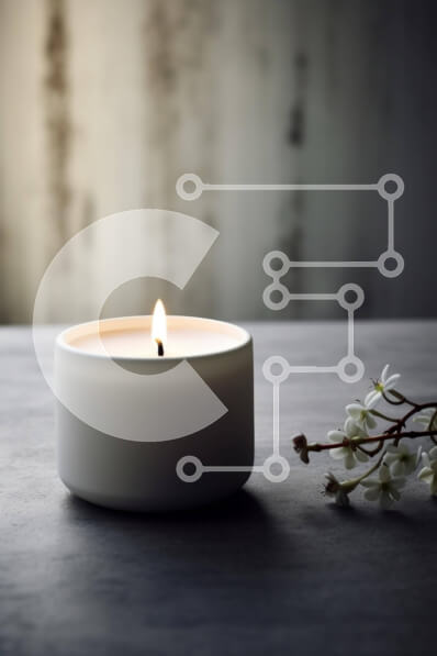 Intra Συλλεκτικό Ξύλινο Παζλ Plywood  4mm - Λευκό κερί σε ξύλινο τραπέζι με λευκά λουλούδια Σε Ξύλινο Κουτί - Διαστάσεις Puzzle: 10x10 cm – 25 κομμάτια