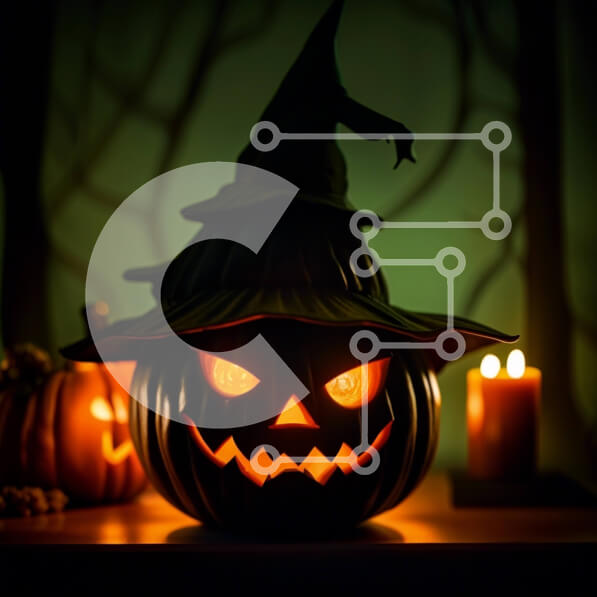 Intra Συλλεκτικό Ξύλινο Παζλ Plywood  4mm - Απόκοσμη αποκριάτικη διακόσμηση - Τζακ-ο-φανάρι με καπέλο μάγισσας και αναμμένο κερί Σε Ξύλινο Κουτί - Διαστάσεις: 10x10 cm – 25 κομμάτια