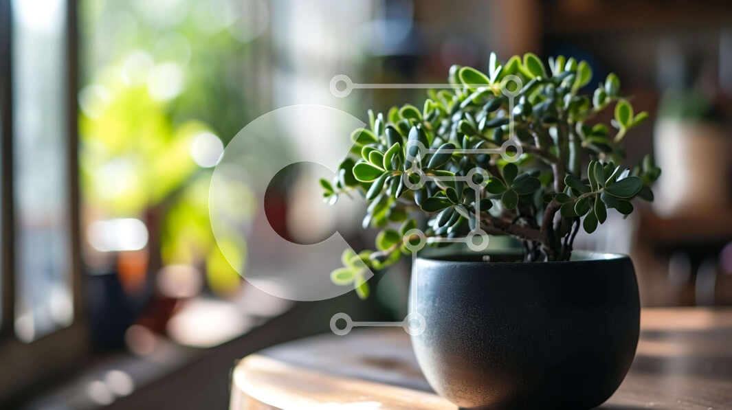 Intra Συλλεκτικό Ξύλινο Παζλ Plywood  4mm - Φυτό εσωτερικού χώρου σε ξύλινο τραπέζι Σε Ξύλινο Κουτί - Διαστάσεις Puzzle: 10x10 cm – 25 κομμάτια