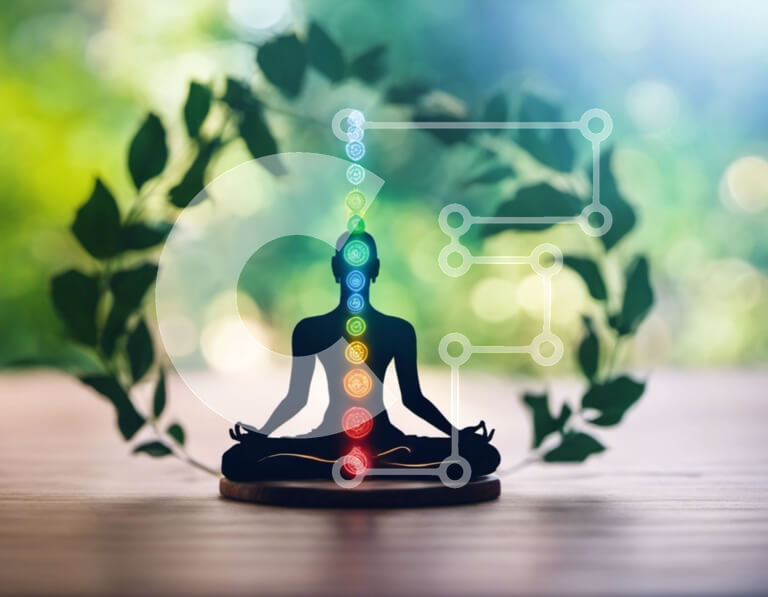 Intra Συλλεκτικό Ξύλινο Παζλ Plywood  4mm - Φιγούρα διαλογισμού με σύμβολα τσάκρα στη φύση Σε Ξύλινο Κουτί - Διαστάσεις: 10x10 cm – 25 κομμάτια