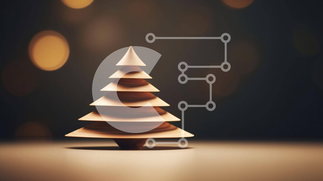 Intra Συλλεκτικό Ξύλινο Παζλ Plywood  4mm - Μικρό ξύλινο χριστουγεννιάτικο δέντρο σε φωτισμένο τραπέζι Σε Ξύλινο Κουτί - Διαστάσεις: 10x10 cm – 25 κομμάτια