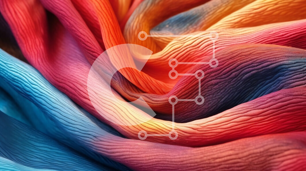 Intra Συλλεκτικό Ξύλινο Παζλ Plywood  4mm - Κοντινή εικόνα ενός κομματιού υφάσματος με ζωηρά, στροβιλιζόμενα χρώματα Σε Ξύλινο Κουτί - Διαστάσεις Puzzle: 10x10 cm – 25 κομμάτια