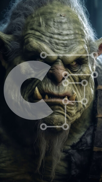 Intra Συλλεκτικό Ξύλινο Παζλ Plywood  4mm - Έντονο πορτρέτο Goblin με κόκκινα λαμπερά μάτια Σε Ξύλινο Κουτί - Διαστάσεις Puzzle: 10x10 cm – 25 κομμάτια