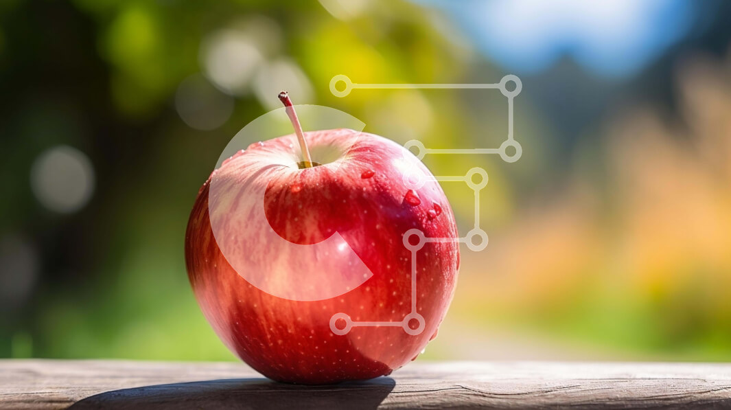 Σετ των 2 Intra Συλλεκτικό Ξύλινο Παζλ Plywood  4mm - Κόκκινο μήλο σε ξύλινο τραπέζι στη φύση Σε Ξύλινο Κουτί - Διαστάσεις: 10x10 cm – 25 κομμάτια