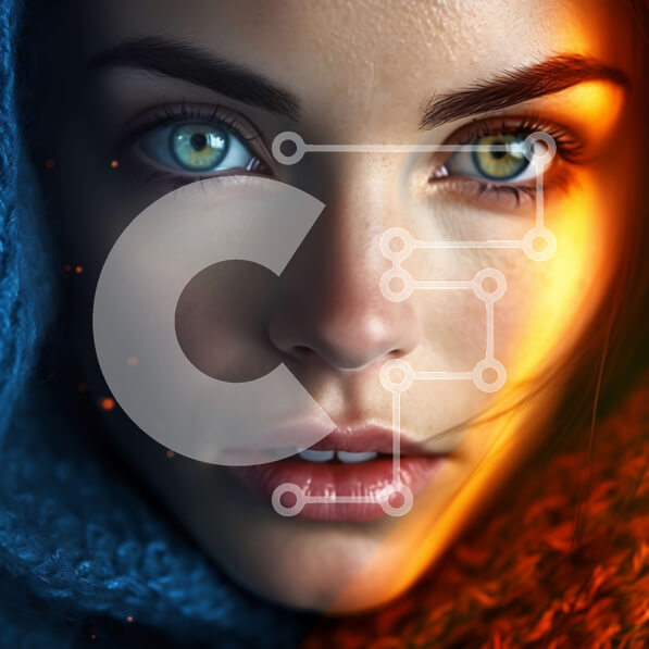 Intra Συλλεκτικό Ξύλινο Παζλ Plywood  4mm - Σοβαρό πορτρέτο μιας γυναίκας με μπλε μάτια και μακριά καστανά μαλλιά Σε Ξύλινο Κουτί - Διαστάσεις Puzzle: 10x10 cm – 25 κομμάτια